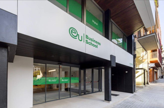 EU Business School campus entrance in Barcelona, Spain