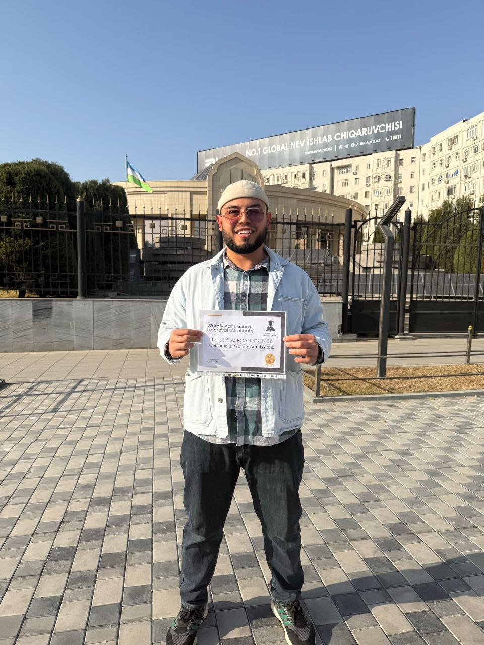 Wordly Admissions student in Uzbekistan with approval certificate